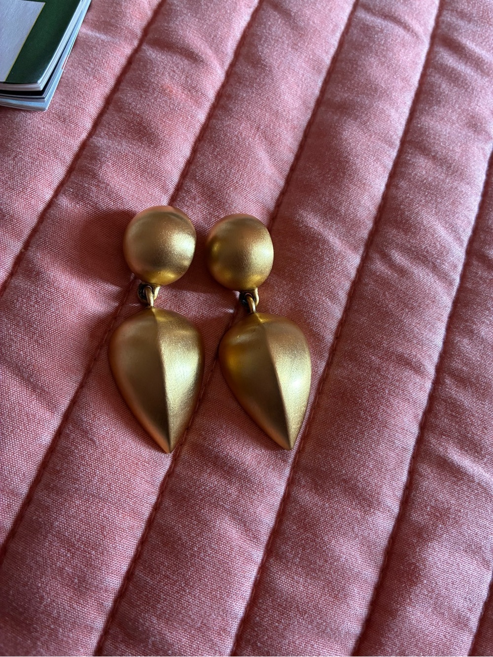 Vintage Givenchy Matte Gold Drop Leaf Earrings